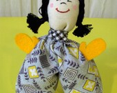 Bean Doll, vintage inspired, happy, sad face Moody Milly
