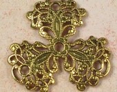 4 Antique Gold Jewelry Findings Pendent Filigree 291