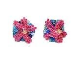 Sale: PINK BLOSSOMS beaded sterling silver stud earrings