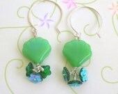 Shell and flower earrings