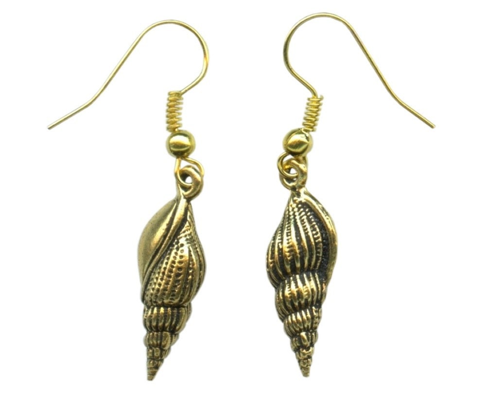 Golden seashell charm earrings
