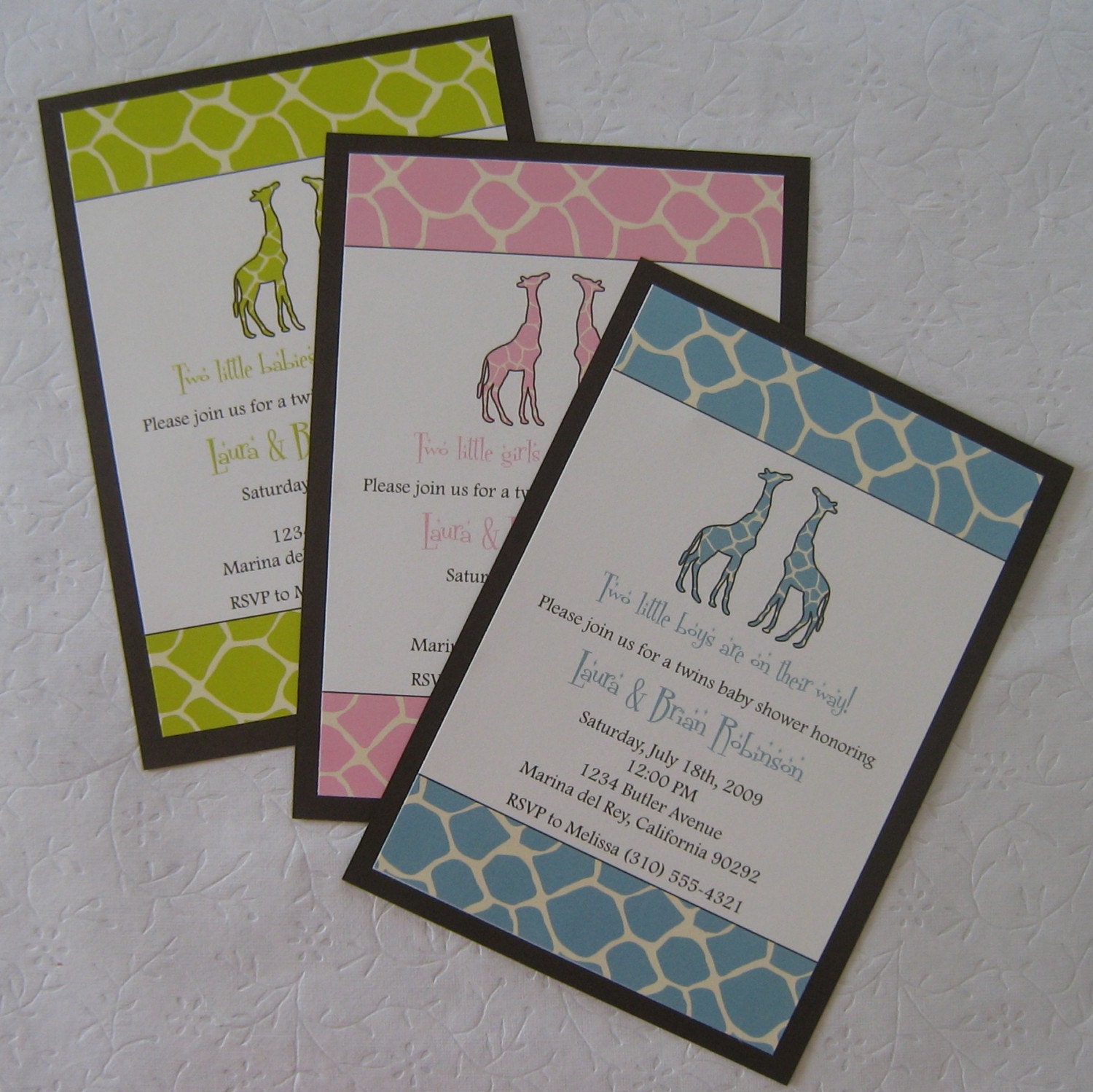 The Twin Giraffe Baby Shower Invitation
