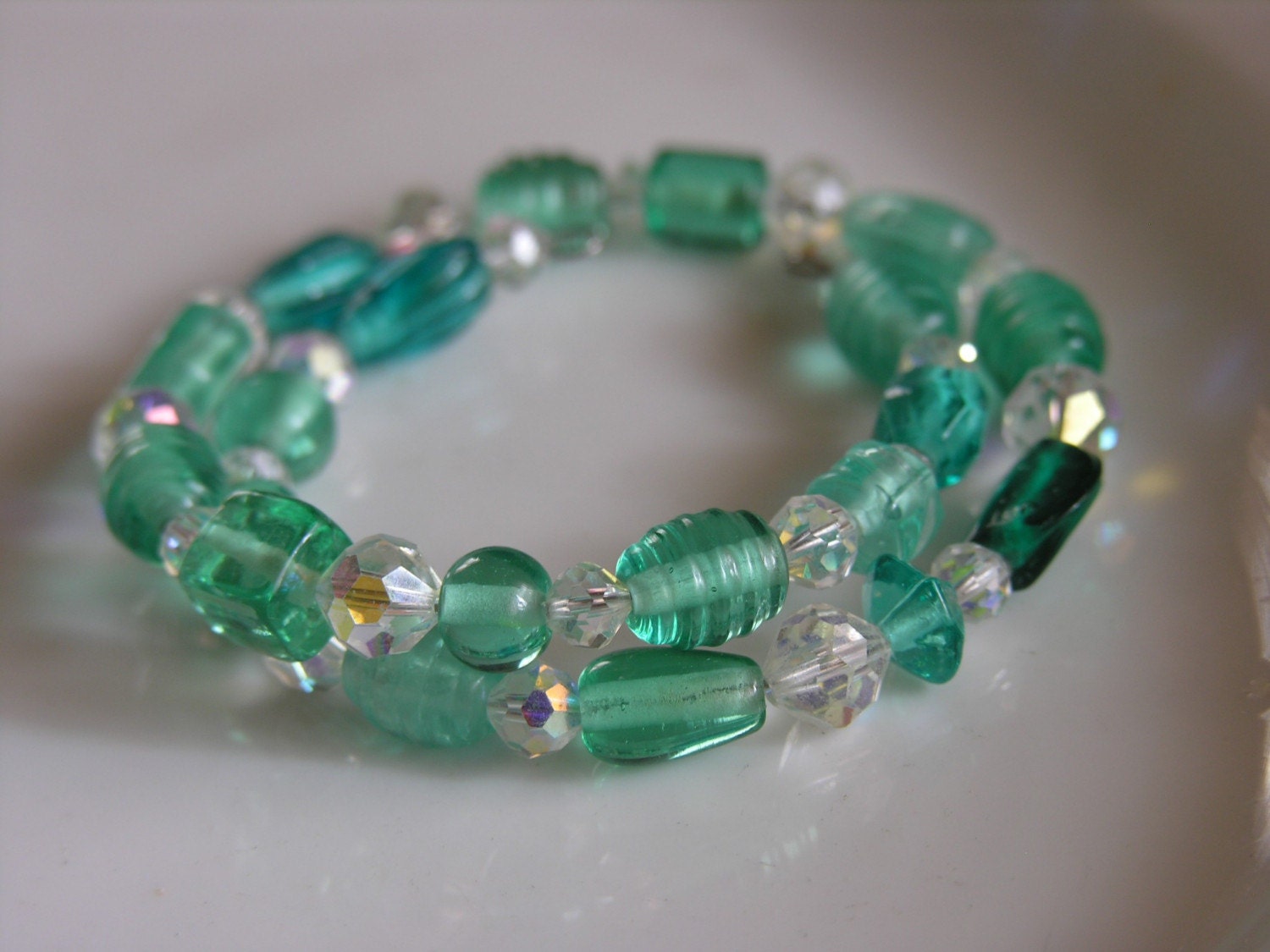 Sea Green Sparkly Wraparound Bracelet