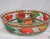HAND PAINTED CHIP AND DIP WITH VIBRANT CHILI PEPPERS