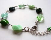 SALE - Spring Bracelet - Green Pressed Czech Glass Beads