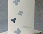 Hydrangea - pressed flower Thank You Card set of 5 - baby blue on white