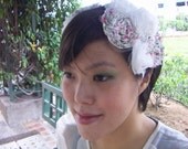 The Calypso, white and pink/green floral rosettes