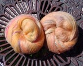 Spiced Peaches - Limited Edition Custom Fiber Blend - Wool, Bamboo, Firestar - 2 oz batt