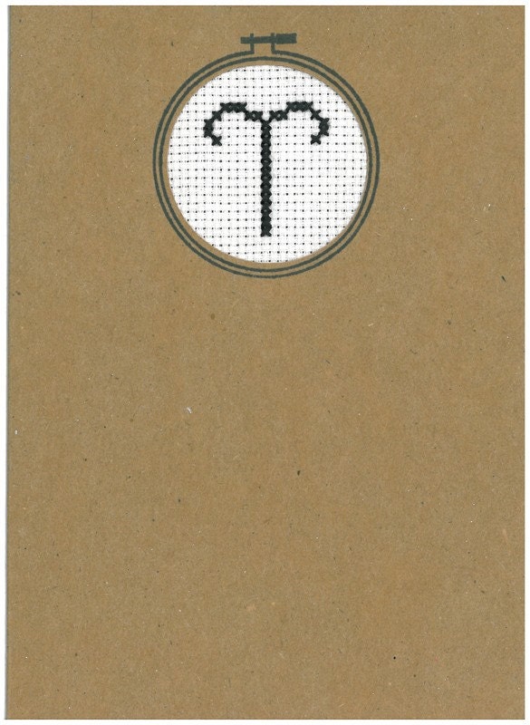 Zodiac Cross Stitched Card-Aries