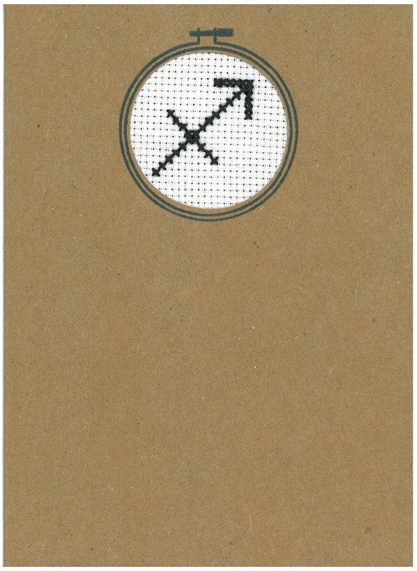 Zodiac Cross Stitched Card-Sagittarius
