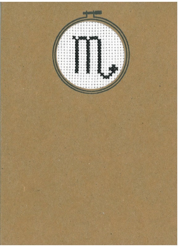 Zodiac Cross Stitched Card-Scorpio