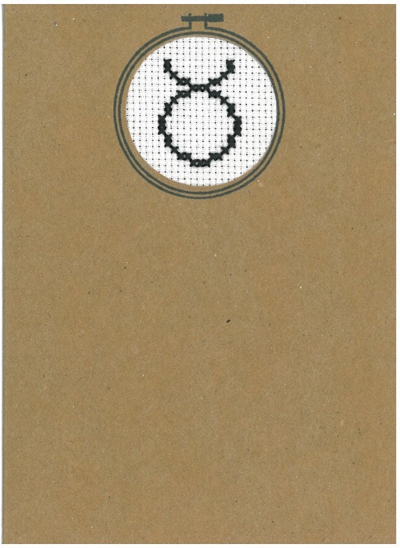 Zodiac Cross Stitched Card-Taurus