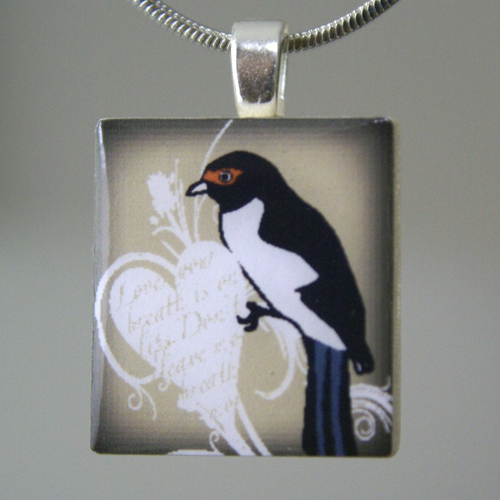 ModJess---Scrabble Tile Pendant---Messenger Bird