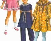 Vintage 70s Simplicity 9188 Girls MOD MINI Dress with Scarf and Pants Sewing Pattern Size 12 Bust 25.5