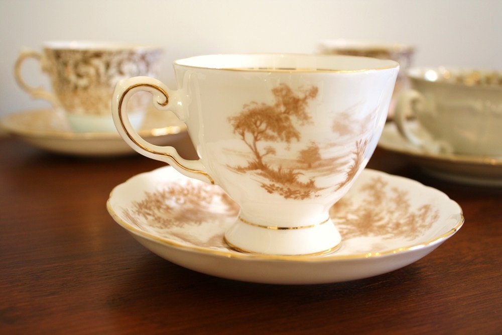 Vintage porcelain tea cup and saucer, English