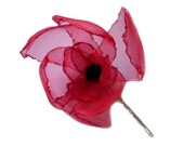 romantic red poppy rose blossom flower bobby pin