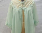 Vintage Bedjacket by Miss Siren - Medium - minty flavored double chiffon with poofy princess sleeves - Medium - New Lower Price
