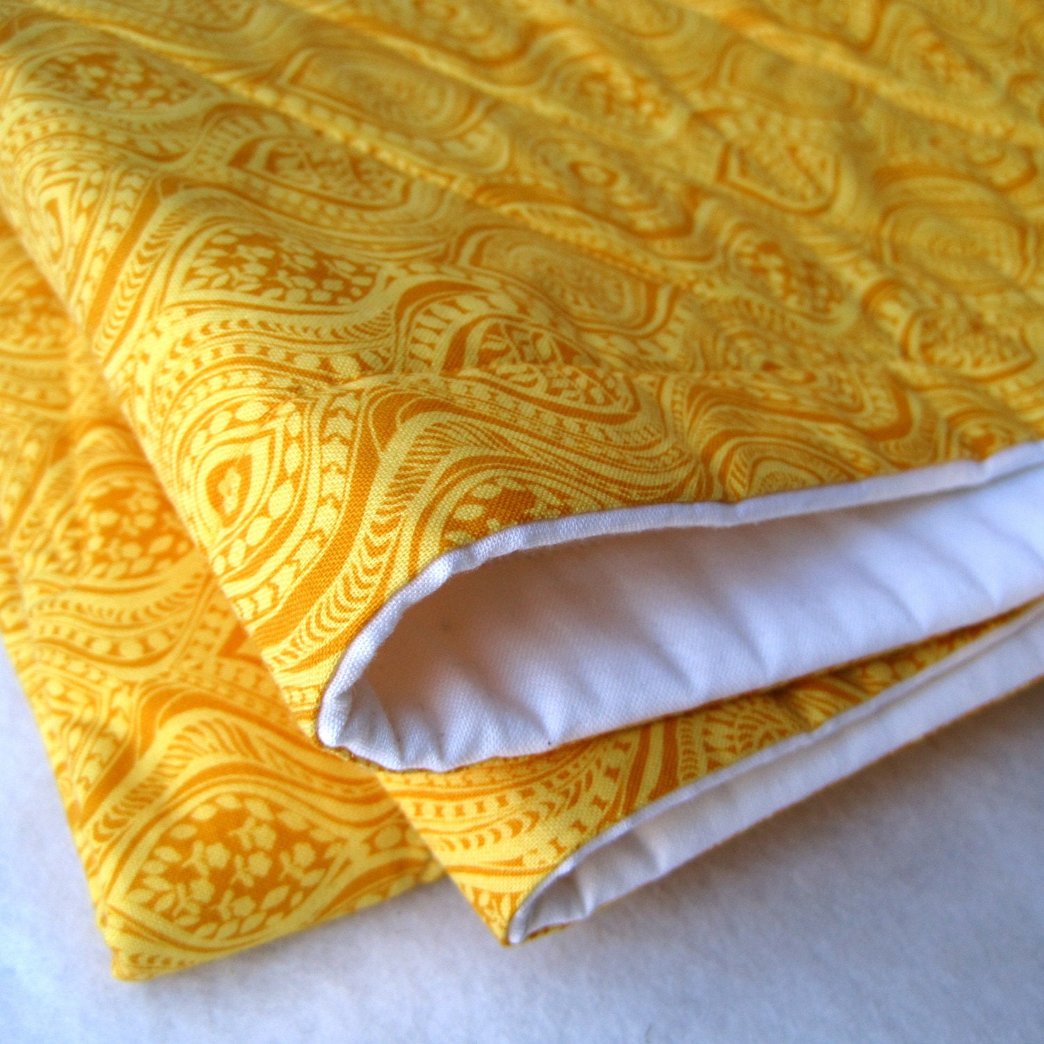 BABY QUILT organic bedding / handmade modern eco friendly golden honey yellow