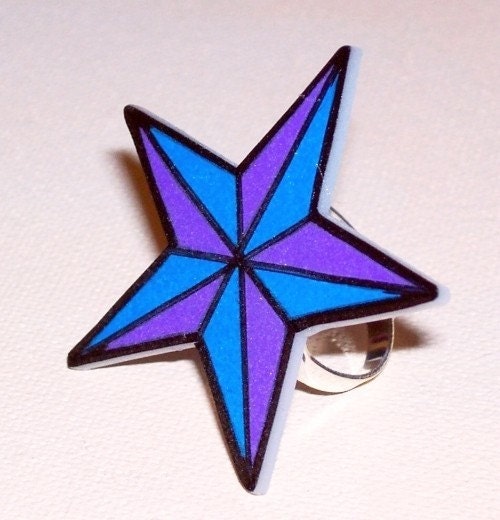 blue and purple nautical star ring From artallnight