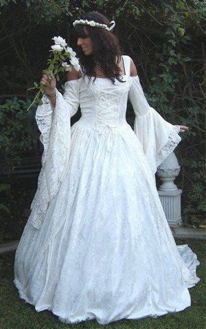 Gwendolyn Medieval or Renaissance Wedding Gown Velvet and Lace Custom shown