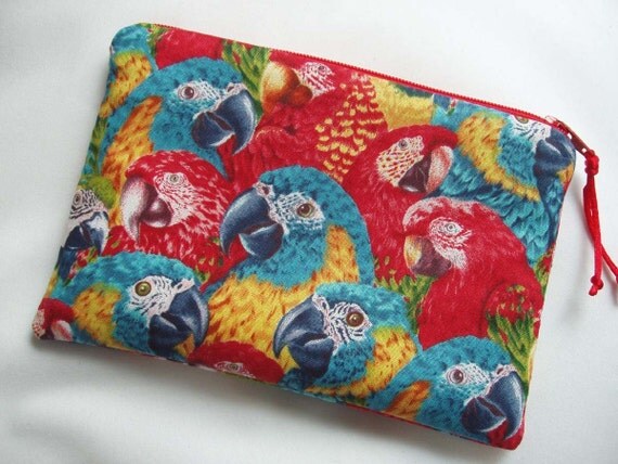 Macaw Head Zipper Pouch with Red Lining by BagsOfaFeather on Etsy Macaw Head Zipper Pouch with Red Lining by BagsOfaFeather on Etsy