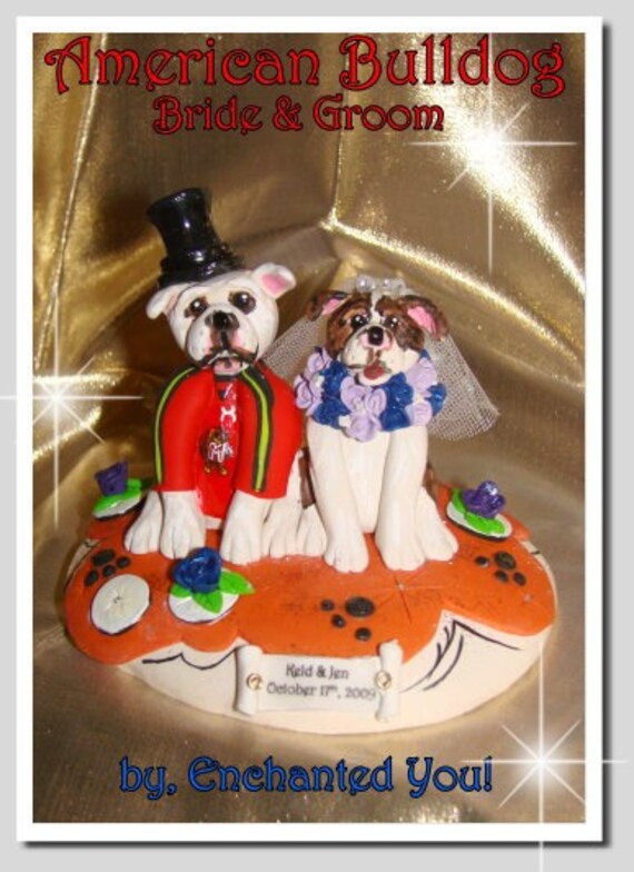 Bull Dog Wedding Cake Topper Custom made by Enchanted You Any Breed