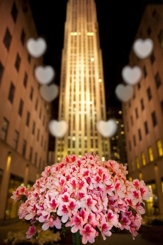 Hearts and Flowers at 30 Rock--8x12" photo (can be cropped to 8x8 or 8x10, or enlarged): Hearts at Rockefeller Plaza