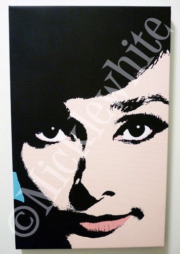 Audrey Hepburn pop art stretched canvas print 11x17 Limited Edition