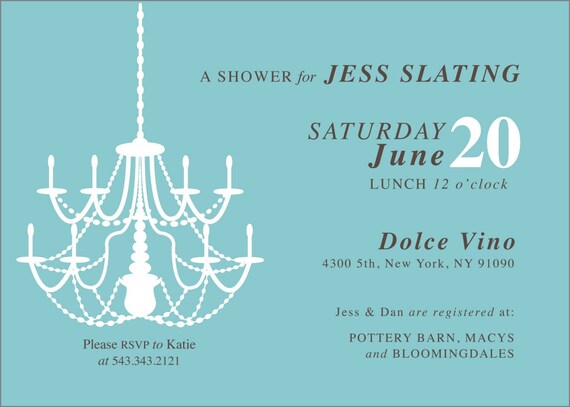 TIFFANYS Inspired Chandelier Bridal Shower Invitation Tiffanys Wedding