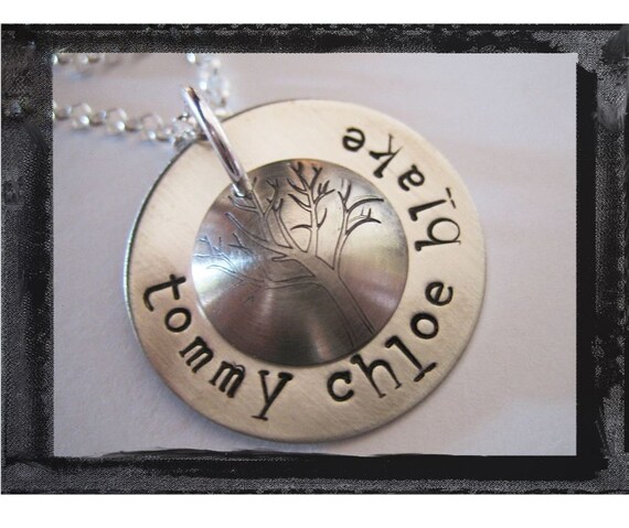 Hand Stamped Sterling Silver TREE OF LIFE Necklace ....new design