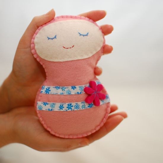 Kumpel Doll - handmade pink felt plush