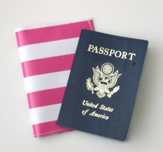 Pink Cabana Stripe Passport Cover As Seen In Lonny Magazine Holiday Gift Guide
