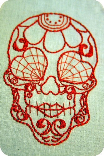 Custom Sugar Skull Embroidery