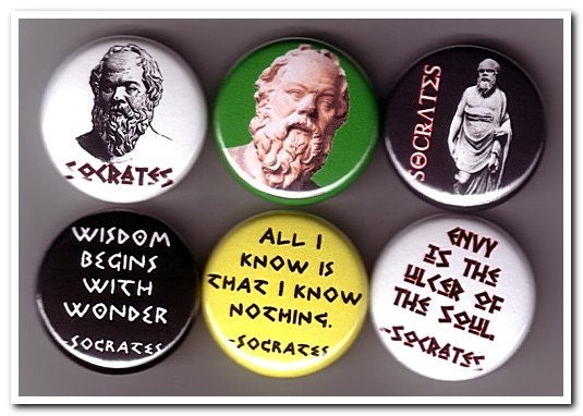 SOCRATES buttons pins badges philosophy, greek, plato, aristotle, philosopher