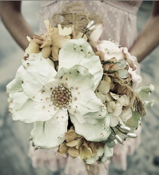 Jeweled brooch bridal bouquet deposit on a madetoorder bridal bouquet
