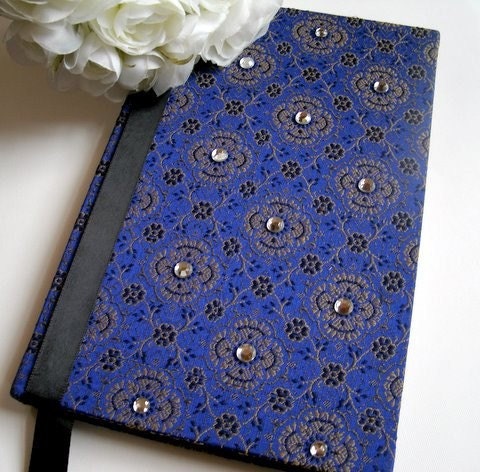 Wedding Guest Book Royal Blue and Gold or Personal Journal From javagirls