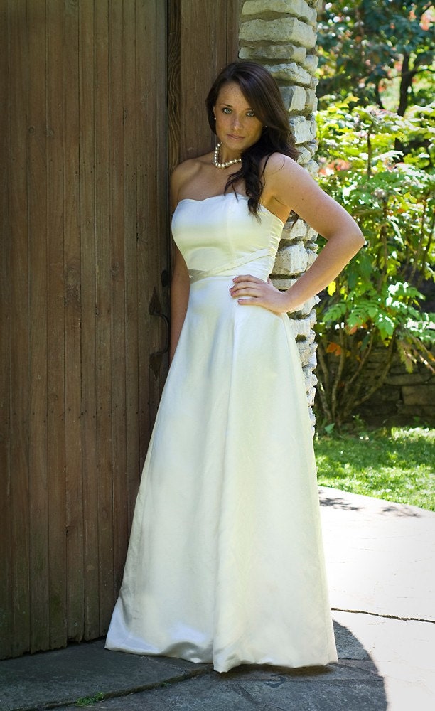  Aline Sweetheart Wedding Dress Ivory Off White Charmeuse Hemp Silk
