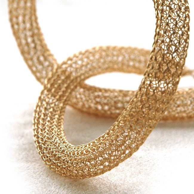 YoolaTubeNecklace a Royal gold crochet short necklace