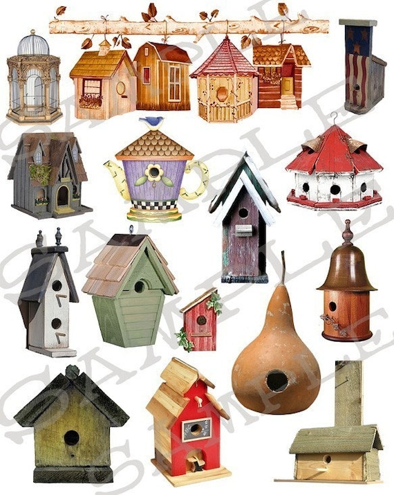 Bird Houses Collage Sheet 1bh
