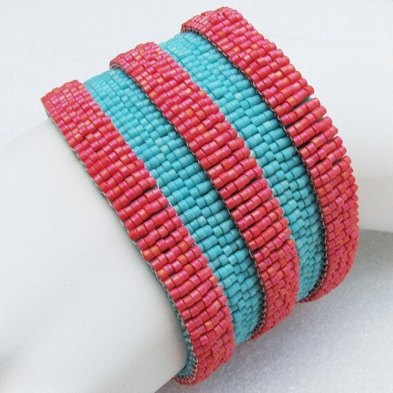 Totally Tropical Architecture Peyote Cuff Bracelet (2501)