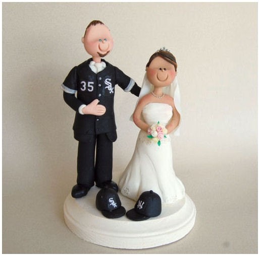 Wedding Cake Topper Yankees and White Sox fans From maraluiza