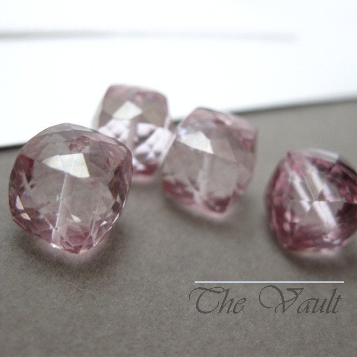 4 pink Mystic Quartz 9-9.5mm faceted cubes