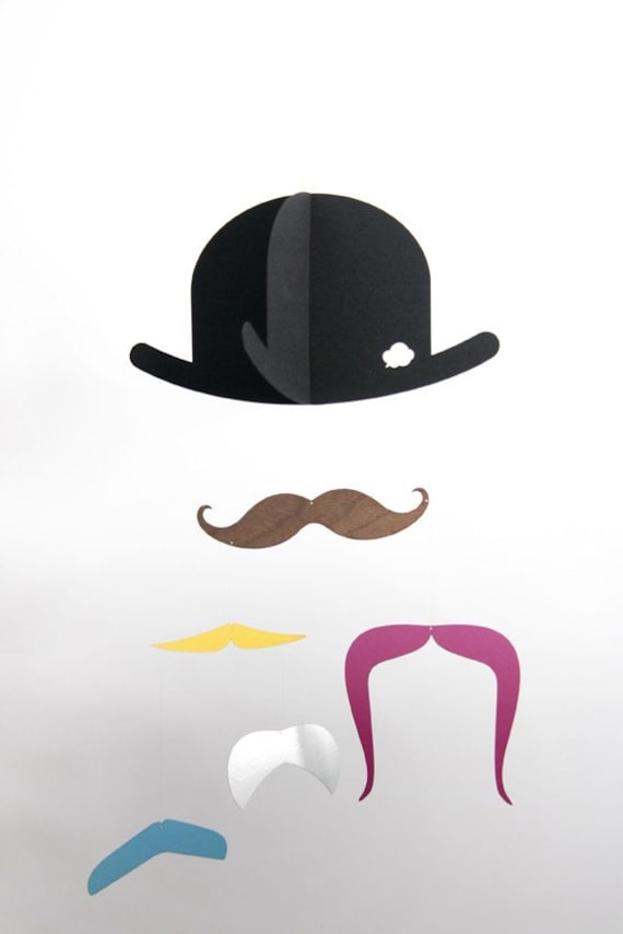 Mr. Moustache baby mobile