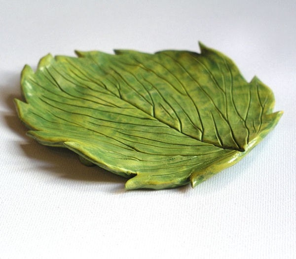Falling Autumn leaves ... polymer clay decorative leaf plate