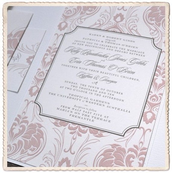 Wedding Invitation Damask Nouveau Design From HelloandCo