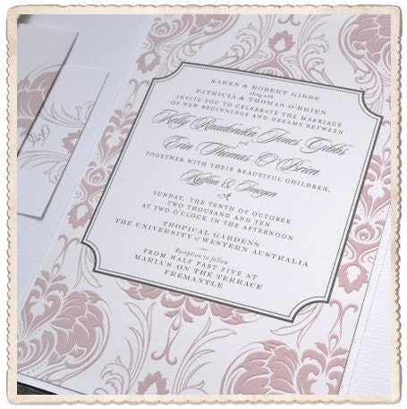 Wedding Invitation Sample Damask Nouveau Design From HelloandCo