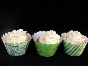 Green and White cupcake wrappers