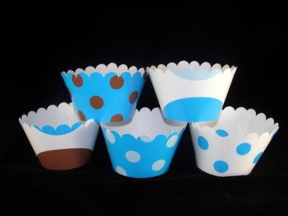 Blue and Brown Cupcake Wrappers