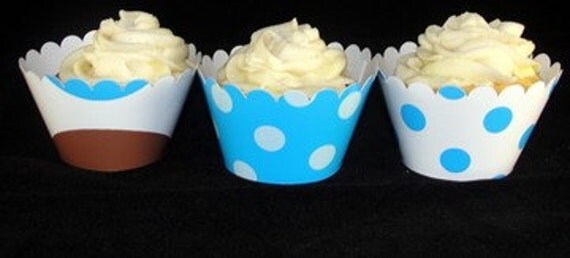 Blue and Brown Cupcake Wrappers
