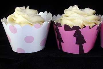 Pink and Brown Baby Shower Cupcake Wrappers
